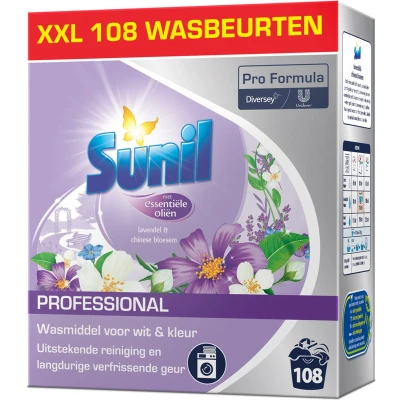 Afbeelding van 2x Sunil Professional Wasmiddel Poeder Lavendel &amp; Chinese Bloesem 108 Wasbeurten 7,56 kg