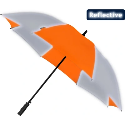 Afbeelding van Falcone Reflecterende Windproof Paraplu Automaat 120 cm Oranje / Zilver