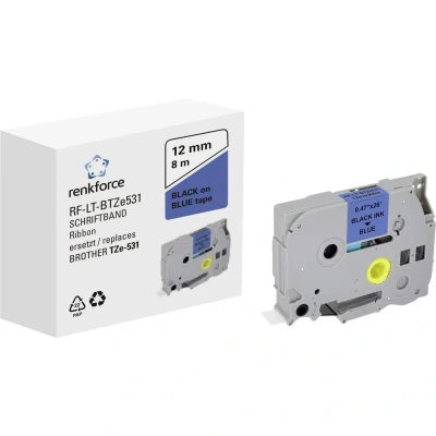 Afbeelding van Labeltape Renkforce RF LT BTZe531 Compatibel vervangt Brother TZe 531 12 mm Tapekleur: Blauw Tekstkleur: Zwart 8 m