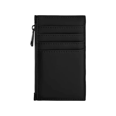 Afbeelding van BG326 Matte PU Kaarthouder Rubberen ritsen Zwart, Eén maat, Casual