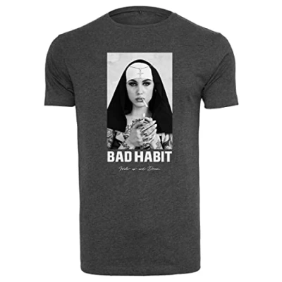 Afbeelding van Mister Tee Bad Habit Heren T shirt S Grijs