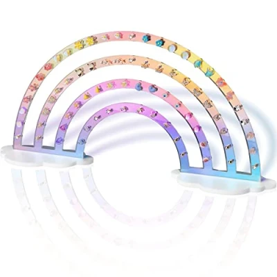 Afbeelding van NiHome Iriserende Oorbellen Houder 74 Gaten Display Regenboog Oorstekers Sieraden Show Rack Stand Organizer Plastic Clear Acryl Oorbel voor Meisje Vrouwen
