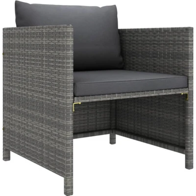 Afbeelding van vidaXL Tuinbank met kussens poly rattan grijs