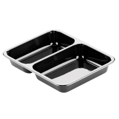 Afbeelding van CPET Menuschalen 515cc + 370cc 2 Vaks Zwart 226 x 176 35mm