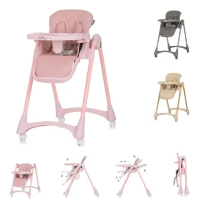 Afbeelding van Chipolino Candy Shop Kinderstoel Inklapbaar Met Eetblad &amp; Zitkussen Flamingo Roze