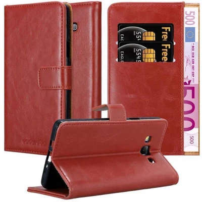 Afbeelding van Cadorabo Hoesje geschikt voor Samsung Galaxy A7 2015 in WIJN ROOD Beschermhoes met magnetische sluiting, standfunctie en kaartvakje Book Case Cover Etui