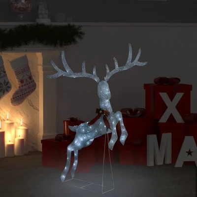 Afbeelding van Kerstversiering vliegend rendier koudwit 120 LED&#039;s wit