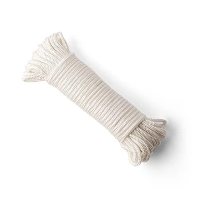 Afbeelding van SNURO Gevlochten nylon Touw (6mm, 20M) Slijtvast koord in sterke witte polyamide Paracord met zeer hoge breeksterktes
