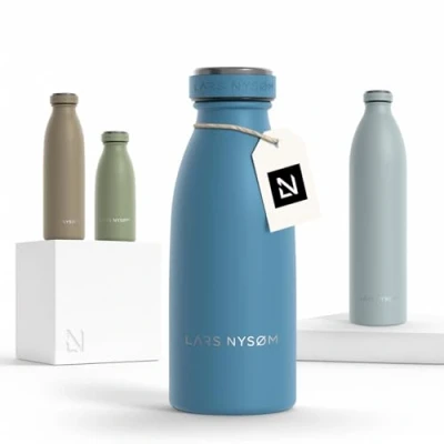 Afbeelding van LARS NYSØM &#039;Ren&#039; Roestvrijstalen drinkfles 350ml BPA vrij geïsoleerde waterfles 0,35 Liter Niagara