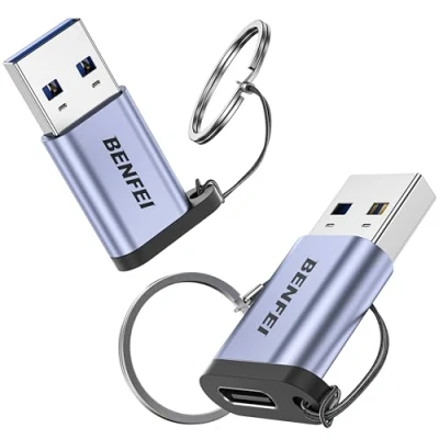 Afbeelding van BENFEI 10Gbps USB Type A naar C Adapter (2 Pack, Male to Female) Ondersteunt 5V 3A opladen en Data Transmit