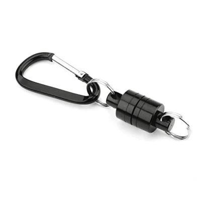 Afbeelding van magnetische schepnet, kescher magneet, magneet voor visschepnet, lander houder vliegvisnet vrijgave, nethouder, karabijnhaak (zwart)