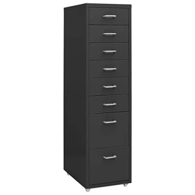 Afbeelding van vidaXL Ladeblok verrijdbaar 28x41x109 cm metaal antracietkleurig