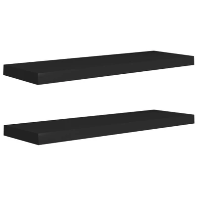 Afbeelding van Wandschappen zwevend 2 st 80x23,5x3,8 cm MDF zwart