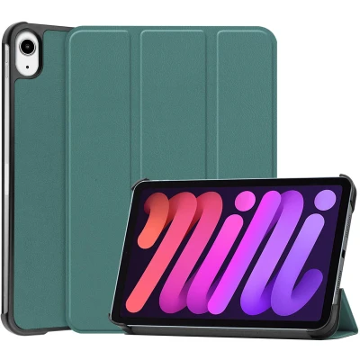 Afbeelding van Apple iPad Mini 6 (2021) Hoes: iMoshion Trifold Bookcase Donkergroen Kunstleder Tablet Hoezen