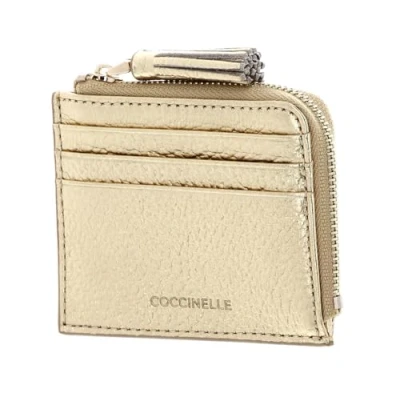 Afbeelding van COCCINELLE Leren Kaarthoes Tassel Credit Card Holder Golden Goudkleurig