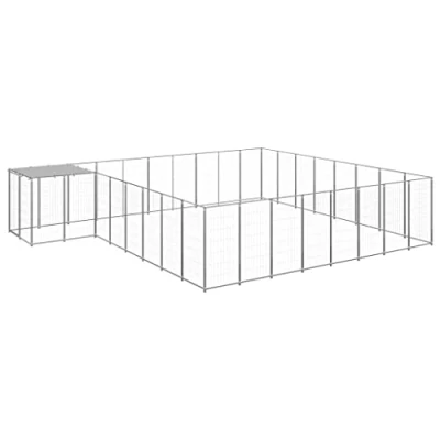 Afbeelding van vidaXL Hondenkennel 20,57 m² staal zilverkleurig