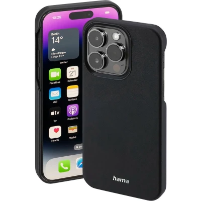 Afbeelding van Hama MagCase Finest Sense Cover Hoesje geschikt voor Apple iPhone 14 Pro Compatibel met Magsafe Kunstleder Krasbestendig Perfecte Pasvorm Zwart