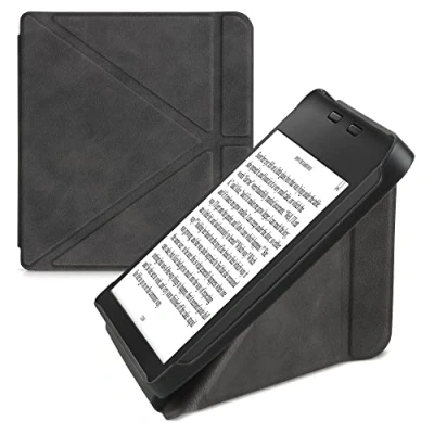 Afbeelding van kwmobile e reader hoesje compatibel Met Tolino Vision 6 hoes standaard Ereader cover van kunstleer In antraciet