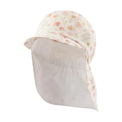 Afbeelding van Sterntaler Peaked cap met nekbescherming floral ecru