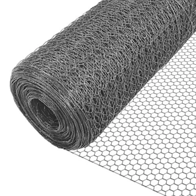 Afbeelding van VOUNOT Kippenhek van pvc, grijs, 1 x 25 m, mesh mm, zeshoekig, drievoudig gedraaid, robuust, kippenhok, tuin, gevogelte, omheiningen, weerbestendig, grijs