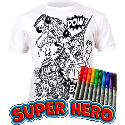 Afbeelding van Splat T shirt Kleur telkens opnieuw je mooie Superhelden 9 11 Jaar