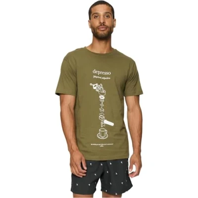 Afbeelding van Mister Tee Depresso Tshirt print, Heren, Maat: XS, Olive