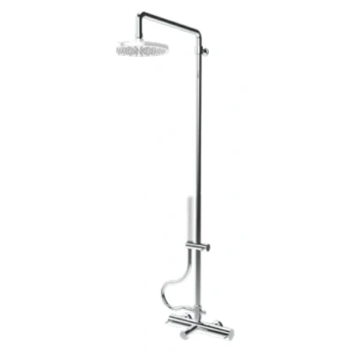 Afbeelding van Waterevolution Flow drie weg douchemengkraan met hoofddouche en ronde handdouche chroom T131NR01