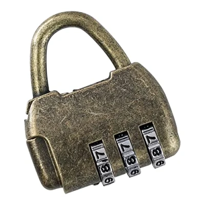 Afbeelding van HMF Vintage deco cijferslot hangslot 3 Cijferig 4,3 x 3,5 1,2 cm Goud