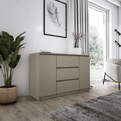 Afbeelding van 3E 3xE living.com Commode 2 deuren 3 laden L: 120 cm, H: 78 D: 40 kleur: bruin