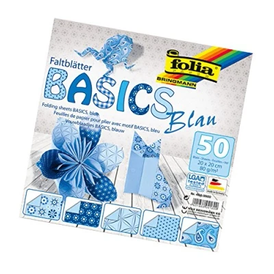 Afbeelding van Vouwbladen 20x20cm 80g 10x5 ass. basics blauw