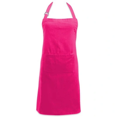 Afbeelding van DII 100% katoen, kleurrijk unisex slabbetje chef kok keukenschort, verstelbare nek en taillebanden, voorzak, duurzaam, comfortabel, perfect voor koken, bakken, barbecue neonroze