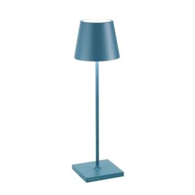 Afbeelding van Zafferano Poldina Pro Tafellamp Oplaadbare Buitenlamp Blauw IP65 Spatwaterdicht Bureaulamp Snoerloos Dimbare LED Lamp Tuinlamp met Draadloos Oplaadstation 38 cm x Ø 11cm