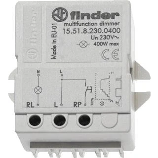 Afbeelding van Finder dimmer voor montage in inbouwdoos max lampbelasting 400w aansluitspanning 230vac 50 hz geluidsarm 15 51 8 230 0400