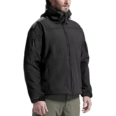 Afbeelding van FREE SOLDIER Multi pocket outdoor windbreak jas tactische ondoordringbare cap softshell heren jas, zwart, L