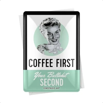 Afbeelding van Coffee First Metalen Postcard 10 x 14 cm.