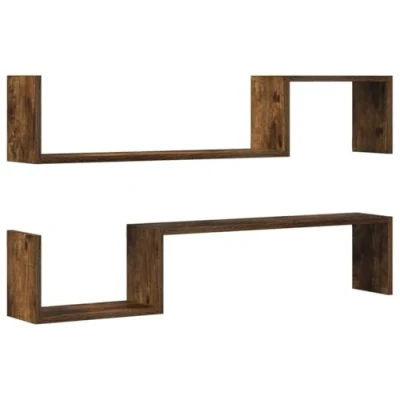 Afbeelding van vidaXL Wandschappen 2 st 100x15x20 cm bewerkt hout gerookt eikenkleur, schap, wandgemonteerd zwevende plank, wandgemonteerde wandplank