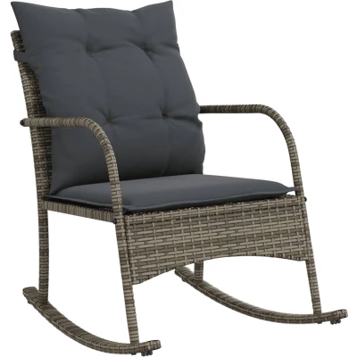 Afbeelding van vidaXL Tuinschommelstoel met kussens poly rattan grijs