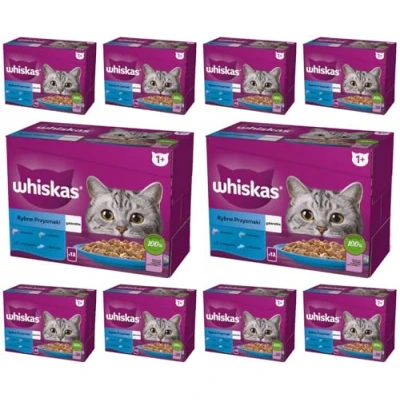Afbeelding van Whiskas Volwassen kattenvoer nat multipack vis selectie in gelei 120 portiezakken (verpakking van 10 stuks)