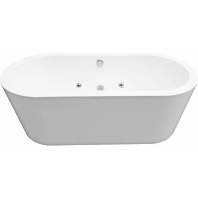 Afbeelding van Wiesbaden Libero vrijstaande whirlpool ligbad wit 170x80 + waste chr.