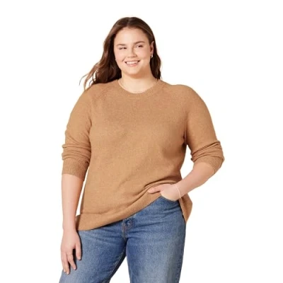 Afbeelding van Amazon Essentials Dames Classic Fit Soft Touch Lange Mouwen Crewneck Trui, Camel Heather, XS