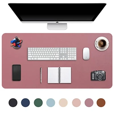 Afbeelding van DOBAOJIA Muismat Grote Mousepad XXL, Bureaulegger Bureaumat, Bureau Vloeipapier Schrijfblok, Laptop Bureaumat voor kantoor/thuis, PU leer waterdicht + suède antislip 90 x 43 cm (Donker Roze)