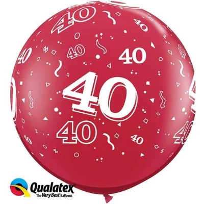 Afbeelding van Qualatex 40 Jaar Ballon Robijn Rood 90 cm 2 stuks