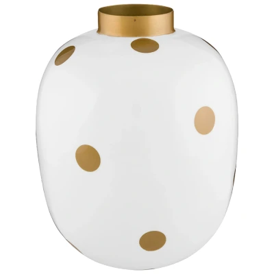Afbeelding van PIP Studio Vaas Dots Metaal Wit/ Goud