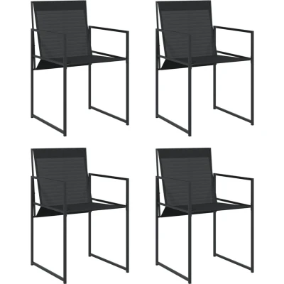 Afbeelding van Tuinstoelen 4 st staal en textileen zwart