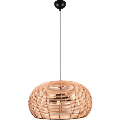 Afbeelding van TRIO leuchten INGA Hanglamp Hangverlichting E27 Fitting 3 lichts Rond Bruin Hout