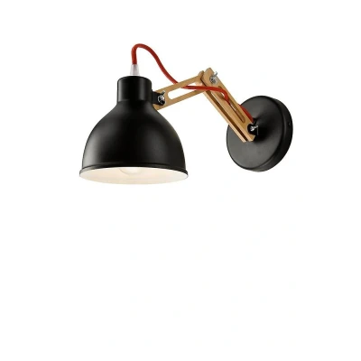 Afbeelding van Lamkur Wandlamp Skansen, houtarm instelbaar, zwart