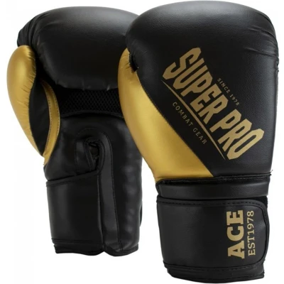 Afbeelding van Super Pro Combat Gear ACE (kick)bokshandschoenen Zwart/Goud 14oz