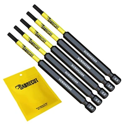 Afbeelding van 5 x SabreCut SCRH2589_5 89mm H2.5 Hex Magnetische Impact Schroevendraaier Driver Bits Set Enkele Ended Heavy Duty Compatibel met Dewalt Milwaukee Bosch Makita en anderen