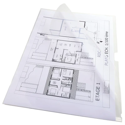 Afbeelding van Exacompta Ref 325005E Stijve PP Cut Flush Map 420 x 297mm groot, geschikt voor het bewaren van A3 documenten, 0,2 mm polypropyleen, boven en rechteropeningen transparant (zak 10)
