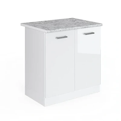 Afbeelding van Vicco Wastafelkast R Line, Wit/Wit, 80 cm , WB Marmer